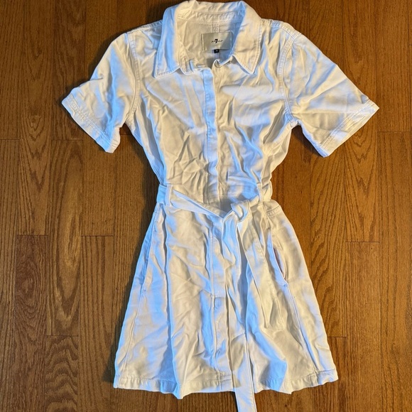7 For All Mankind White Button-Up Dress Womens Size M - Picture 1 of 6
